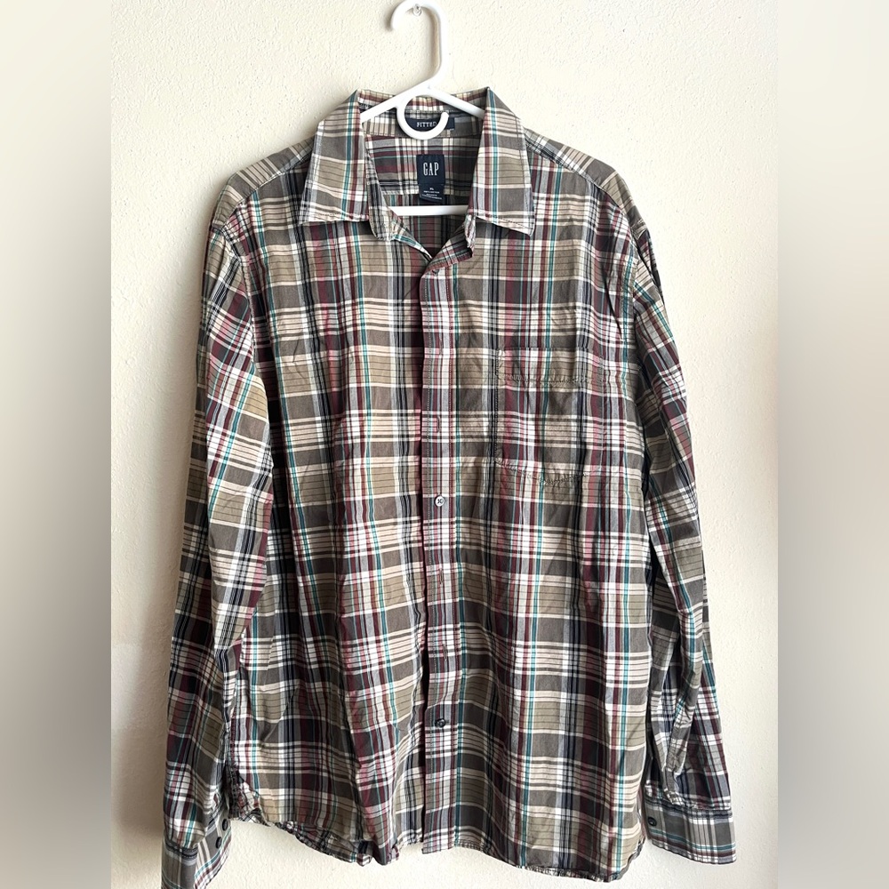 GAP Men's Multicolor Plaid Button Down Shirt